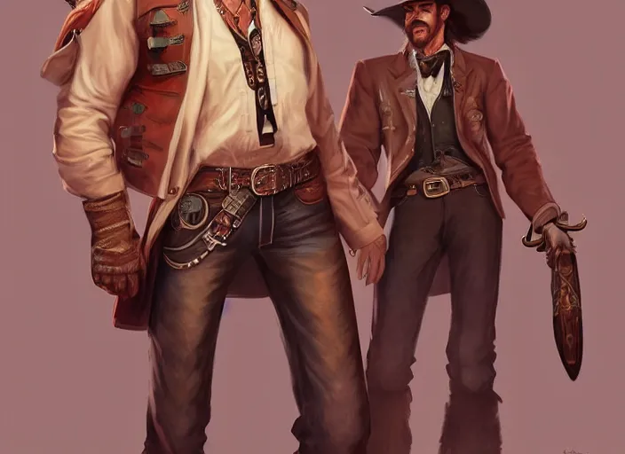 Image similar to character portrait feature of the anthro male anthropomorphic fursona wearing cowboy outfit wild west desperado character design stylized by charlie bowater, ross tran, artgerm, makoto shinkai, detailed, soft lighting, rendered in octane