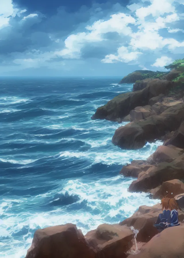 Image similar to sea shore, makoto shinkai