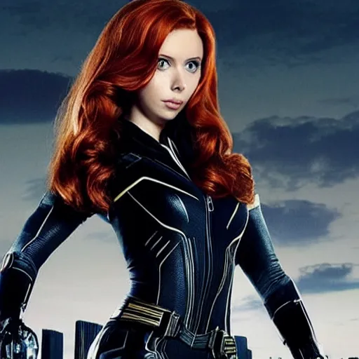 Image similar to A still photograph of Amouranth as Black Widow from Iron Man 2 (2010),