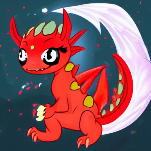 Image similar to the most cutest adorable happy picture of a dragon, tiny firespitter, kawaii, chibi style, Dra the Dragon, tiny red dragon, adorably cute, enhanched, deviant adoptable, digital art Emoji collection