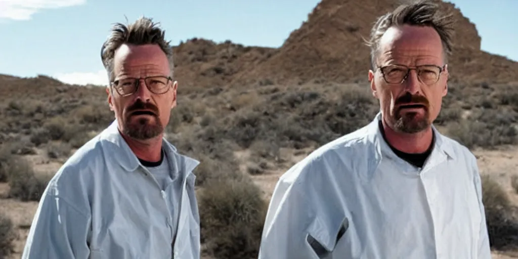 Image similar to Matthew Perry in the role of Walter White on on the set of Breaking Bad, 90mm