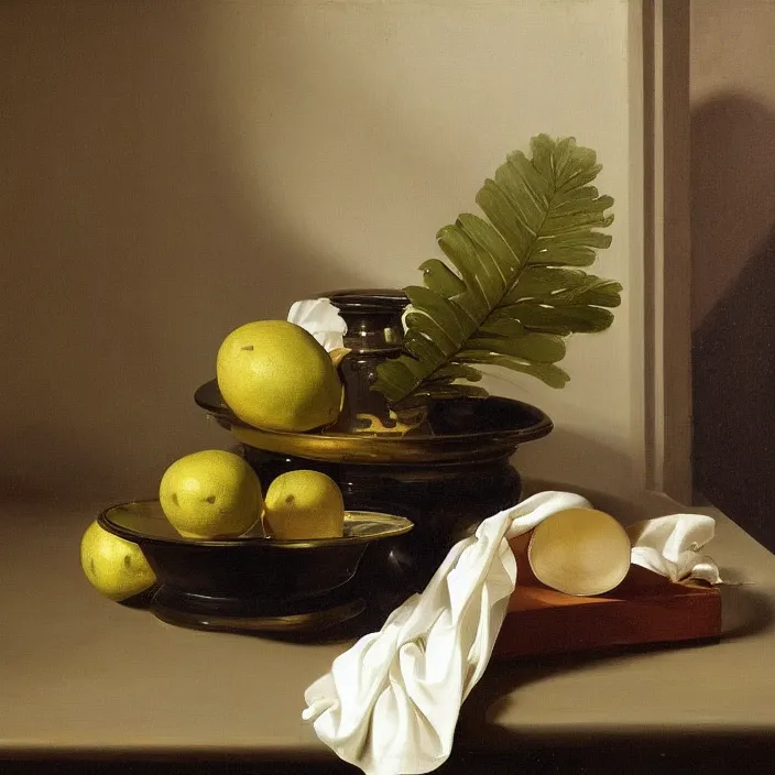 Image similar to still life painting of a personal computer and greenery by pieter claesz, oil on canvas, strong lighting, highly detailed, hyper realism, golden hour, god rays, hd, 4 k