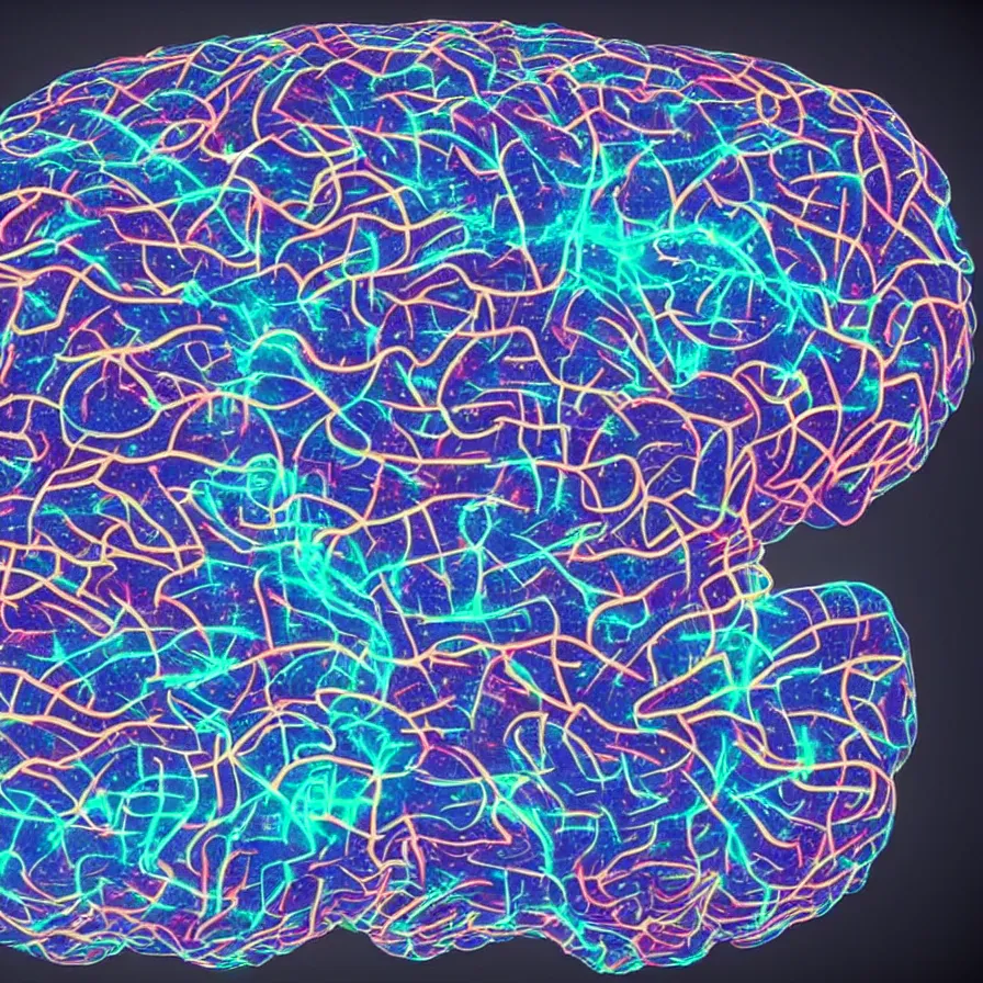Prompt: holographic display of a map of human brain with artificial neural implant, unreal engine