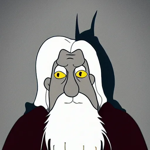 Image similar to gandalf portrait, simpsons cartoon style.