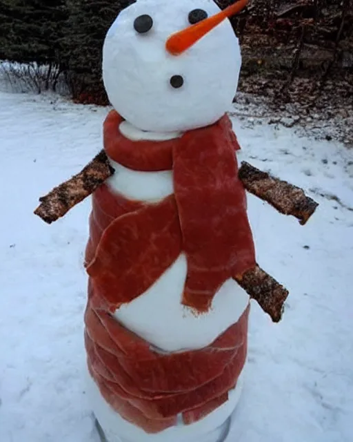 Prompt: snowman made of meat!!!!!!!!!!!!!!!!!!!!!!!!!!!!!!!!!!!!