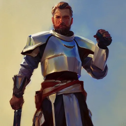 Image similar to greg manchess portrait painting of armored obi wan kenobi as overwatch character, medium shot, asymmetrical, profile picture, organic painting, sunny day, matte painting, bold shapes, hard edges, street art, trending on artstation, by huang guangjian and gil elvgren and sachin teng