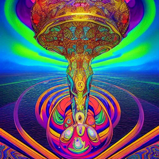 Image similar to An extremely psychedelic abstract illustration of an 3d nautical star, colorful, surreal, dramatic lighting, magic mushrooms, psilocybin, LSD, detailed, intricate, elegant, highly detailed, digital painting, artstation, concept art, smooth, sharp focus, illustration, art by Krenz Cushart and Artem Demura and alphonse mucha, unreal engine 5 render, 8k