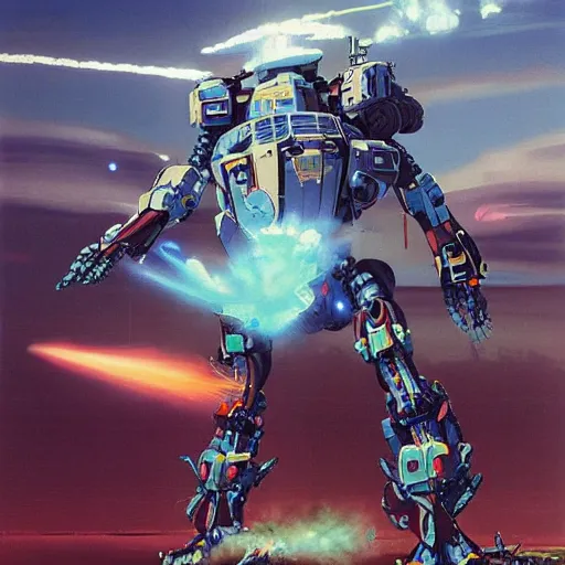 Image similar to combat mecha by beeple, chris foss