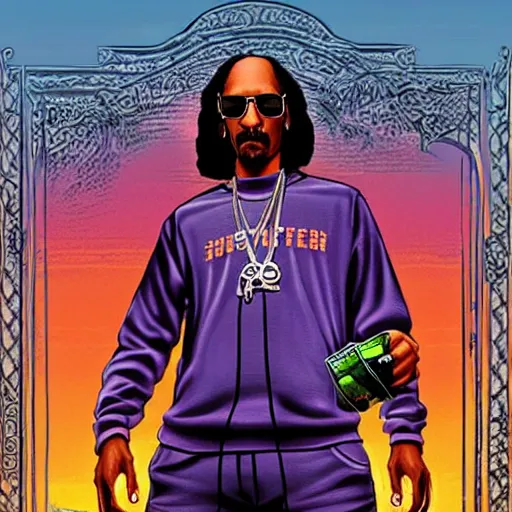 Image similar to snoop dogg as gta 5 cover art