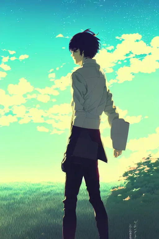 Image similar to portrait of a kamen rider rx by ilya kuvshinov, cloudy sky background lush landscape ln illustration concept art anime key visual trending pixiv by victo ngai fanbox by greg rutkowski makoto shinkai takashi takeuchi studio ghibli