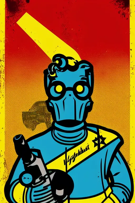 Image similar to fallout 7 6 retro futurist illustration art by butcher billy, sticker, colorful, illustration, highly detailed, simple, smooth and clean vector curves, no jagged lines, vector art, smooth andy warhol style