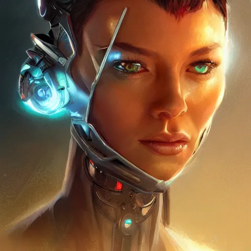 Image similar to cyborg queen, fantasy, portrait, highly detailed, digital painting, trending on artstation, concept art, sharp focus, illustration, art by artgerm and greg rutkowski and magali villeneuv