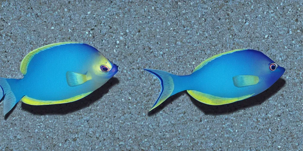 Image similar to low - angle medium shot of an steampunk ( tetrapod blue tang fish ) from the future on its first day of driver's ed learning to parallel park. 8 k, 4 k, hq, 3 d render, digital art, dramatic lighting, comedy, science fiction, hyper realistic, ultra detailed. style of arrival, fifth element.