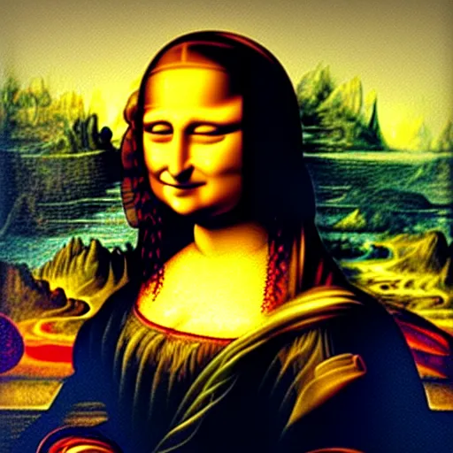 Prompt: painting of Mona Lisa dabbing