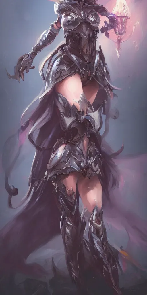 Image similar to !dream Concept art, knight witch girl, artstation trending, highly detailded