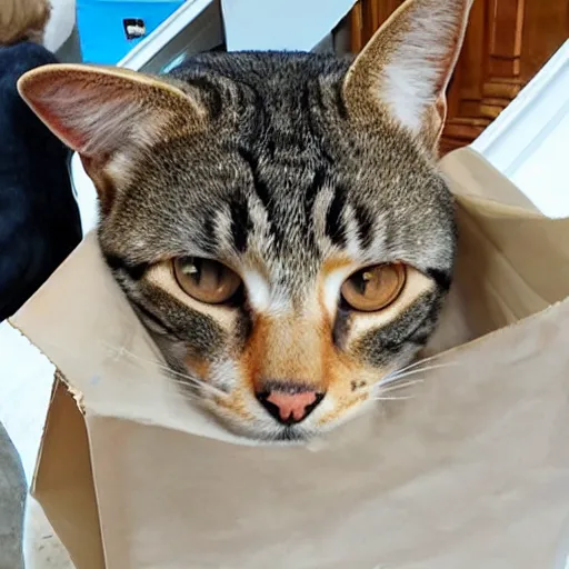 Image similar to cat in bag,