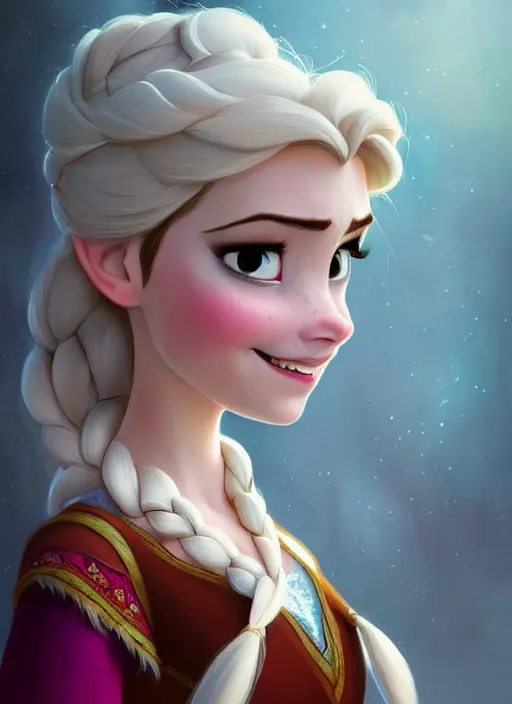 Image similar to anna from frozen ( 2 0 1 3 ), d & d, fantasy, intricate, elegant, highly detailed, digital painting, artstation, concept art, matte, sharp focus, illustration, hearthstone, art by artgerm and greg rutkowski and alphonse mucha