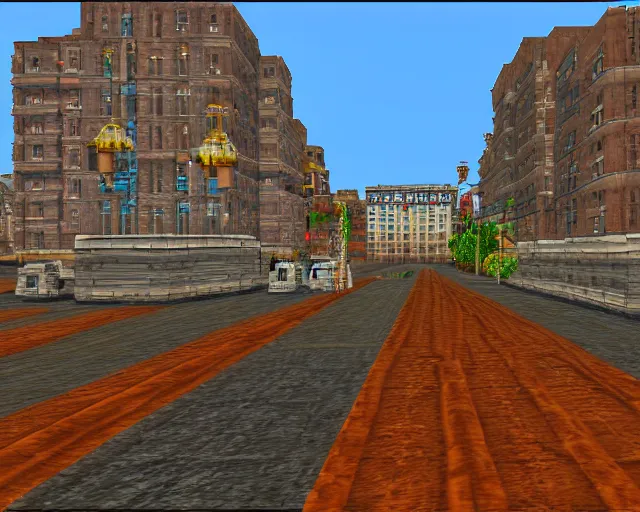 Image similar to russian city in doom 6 4 full screen. st. petersburg