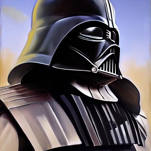 Image similar to greg manchess portrait painting of armored darth vader as overwatch character, medium shot, asymmetrical, profile picture, organic painting, sunny day, matte painting, bold shapes, hard edges, street art, trending on artstation, by huang guangjian and gil elvgren and sachin teng