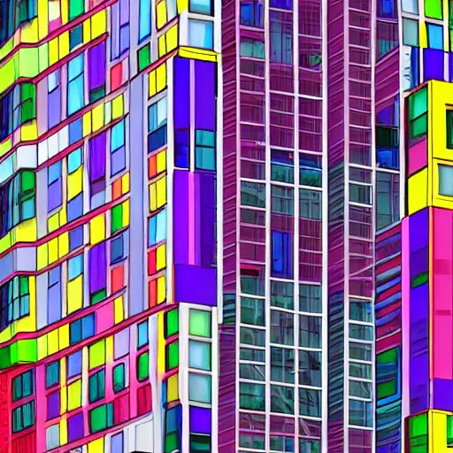 Prompt: new york city building abstract geometric colorful render