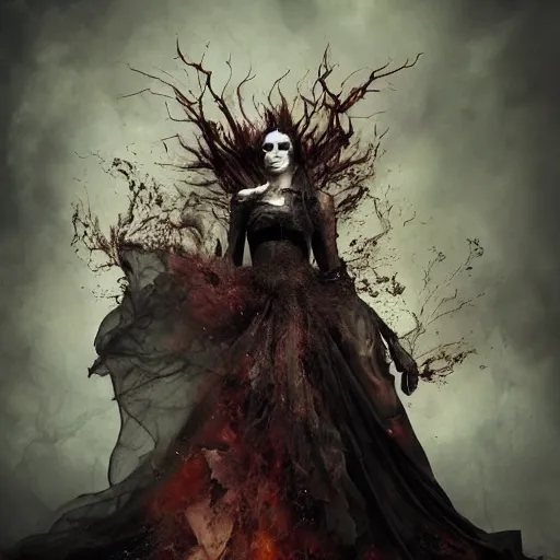 Image similar to dark cloaked fire mage, by brooke shaden and alberto seveso and eve ventrue and john salminen and tim okamura, trending on artstation hq, deviantart, pinterest, 4 k uhd image