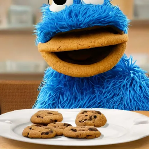 Image similar to Cookie Monster reacting to his cookie stocks tanking