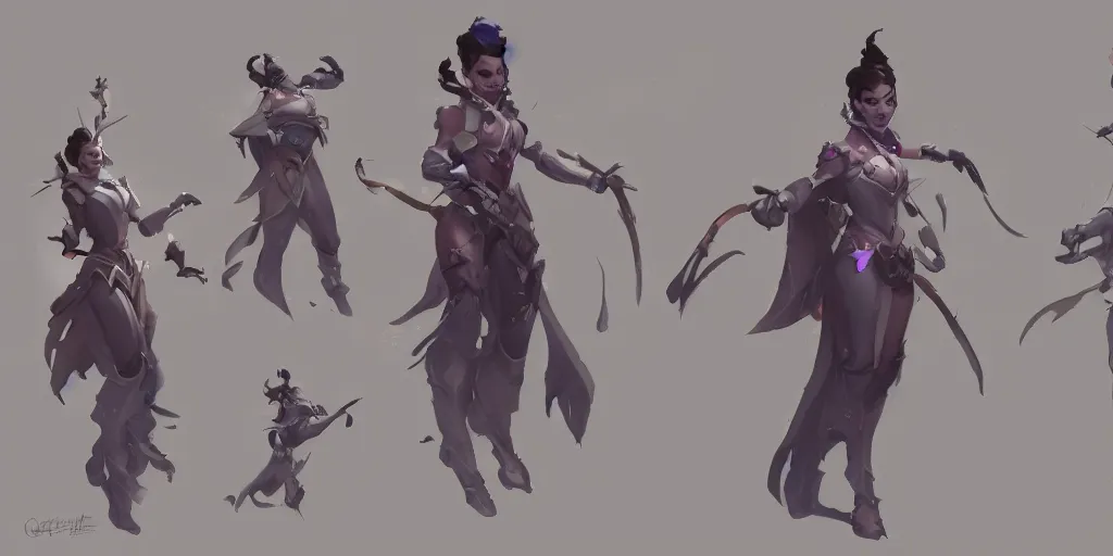 Image similar to character sheet of princess, beautiful, overwatch, by greg rutkowski and greg manchess, digital art, trending on artstation, highly detailed, concept art, beautiful, masterpiece, medium shot, asymmetrical, profile picture, matte painting, dynamic lighting, bold shapes, hard edges, street art, trending on artstation