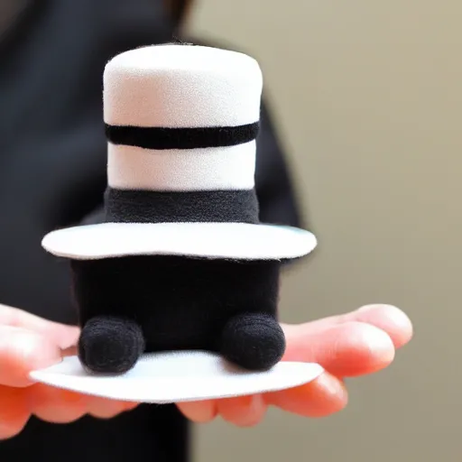 Image similar to a plushie of a car in a top hat