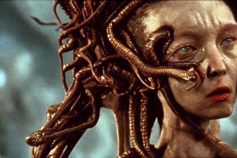 Image similar to Medusa in Aliens (1986), highly detailed, high quality, HD, 4k, 8k, Canon 300mm, professional photographer, 40mp, lifelike, top-rated, award winning, realistic, sharp, no blur, edited, corrected, trending