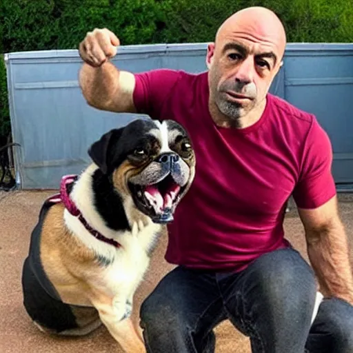 Image similar to Joe Rogan with a dog