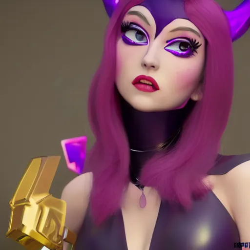 Image similar to still of pretty Morgana (LoL) in KDA More music video. 3d render, octane render, game art, realistic, highly detailed, trending on artstation, 4k, trending on artstation, pixar, cgsociety, unreal engine 5, redshift render, trending on artstation, blender, behance, cg