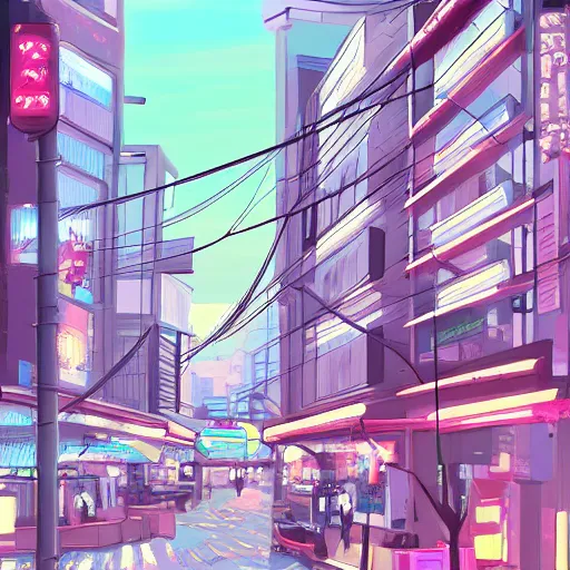 Image similar to pastel colored digital art of tokyo, trending on artstation