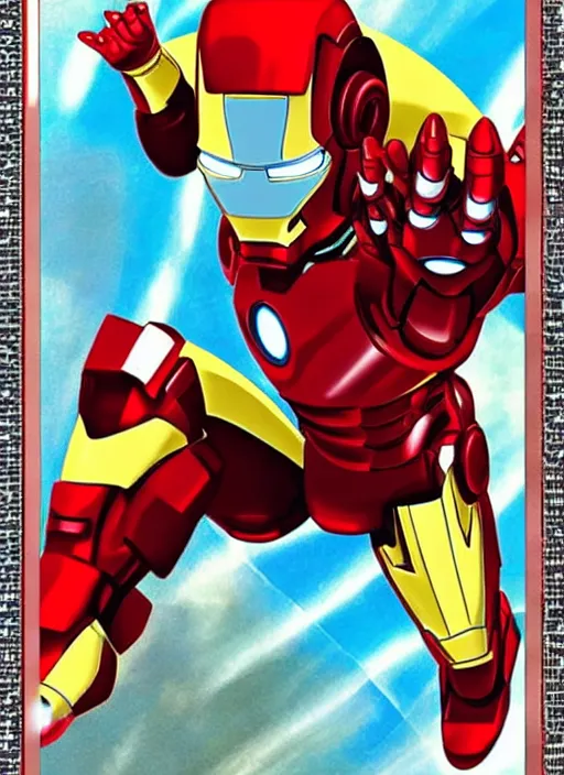 Image similar to iron man, pokemon card style