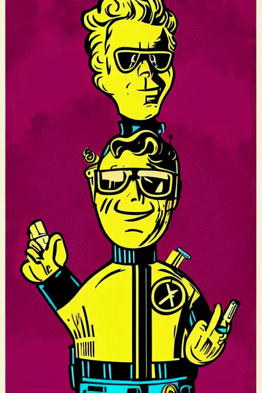 Image similar to fallout 7 6 retro futurist illustration art by butcher billy, sticker, colorful, illustration, highly detailed, simple, smooth and clean vector curves, no jagged lines, vector art, smooth andy warhol style