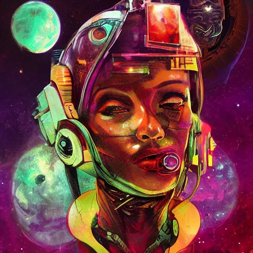 Image similar to an album cover by Bill Sienkiewicz, afrofuturism, space art, cosmic horror, concept art, apocalypse art, Behance contest winner, featured on CG Society