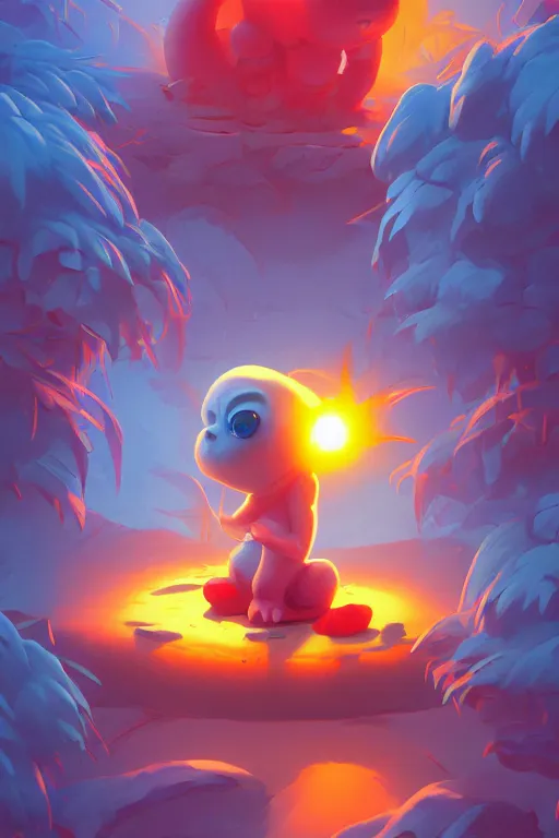 Image similar to smurf ghost creature animal sushi cristal very big eye roots cactus elemental flush of force nature micro world fluo fishscale, behance hd by jesper ejsing, by rhads, makoto shinkai and lois van baarle, ilya kuvshinov, rossdraws radiating a glowing aura global illumination ray tracing hdr