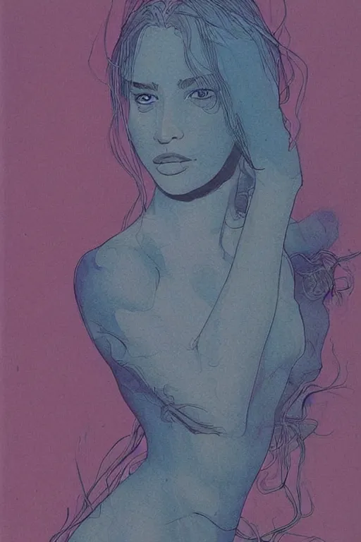 Image similar to portrait of beautiful gorgeous woman by Moebius