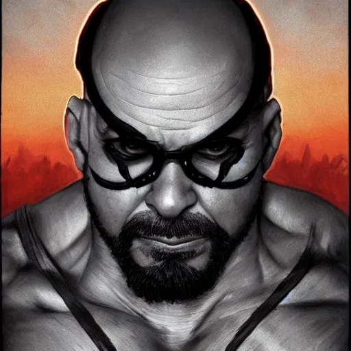 david cross as sagat street fighter, wearing one eye | Stable Diffusion ...