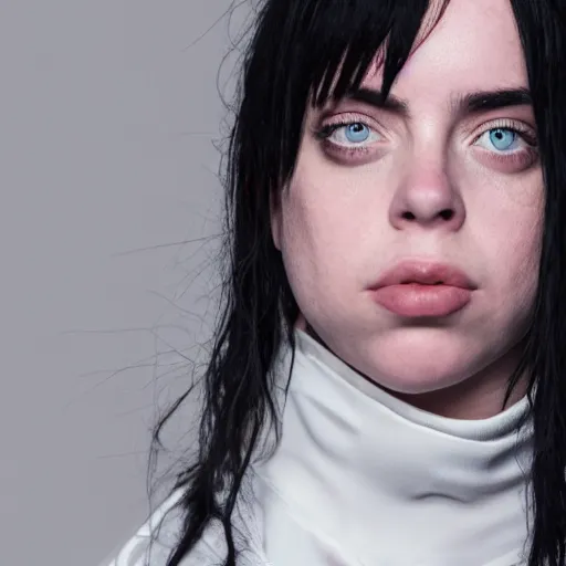 Image similar to Billie Eilish's Face, XF IQ4, 50mm, F1.4, studio lighting, professional, 8K, Look at all that detail!, Dolby Vision, UHD