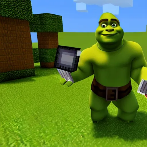 Image similar to Shrek in Minecraft