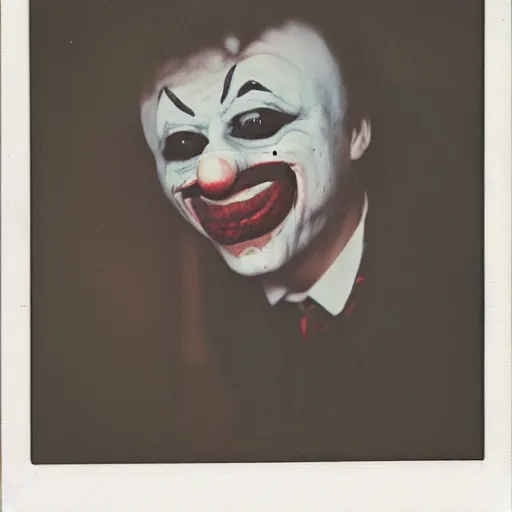 Image similar to Old polaroid photo of a Clown Vampire