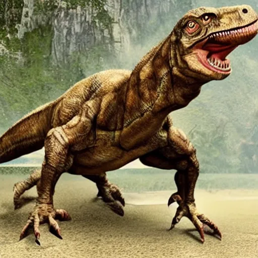 Prompt: dwayne johnson as a velociraptor dinosaur