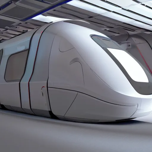Image similar to futuristic train designed by Apple studio lighting octane render