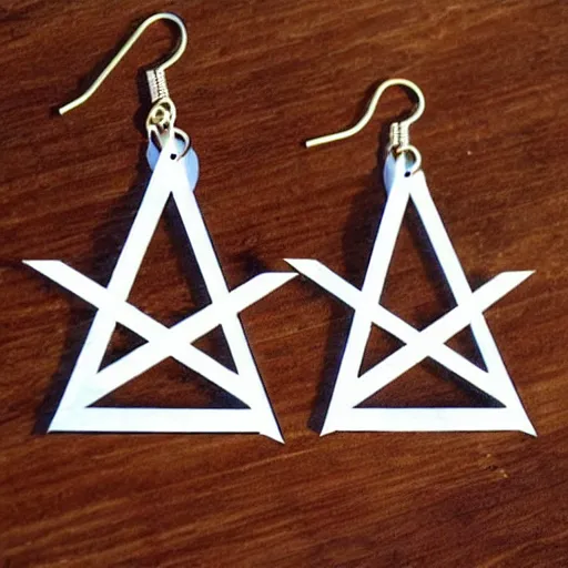 Image similar to 2 d wood lasercut earrings, mystical symbols, 8 k, hd, trending on amazon on artstation, trending on deviantart, trending on etsy, epic digital art