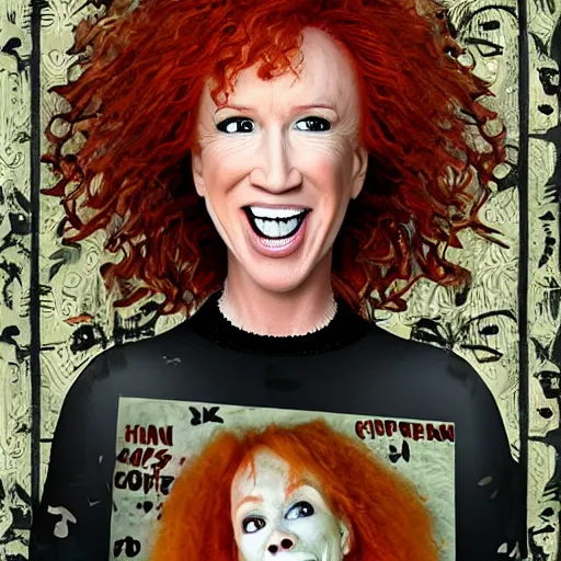 Image similar to [ half kathy griffin ] [ half carrot top ] horror art