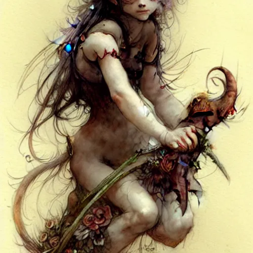 Image similar to ( ( ( ( ( cute succubus girl. muted colors. ) ) ) ) ) by jean - baptiste monge!!!!!!!!!!!!!!!!!!!!!!!!!!! high resolution