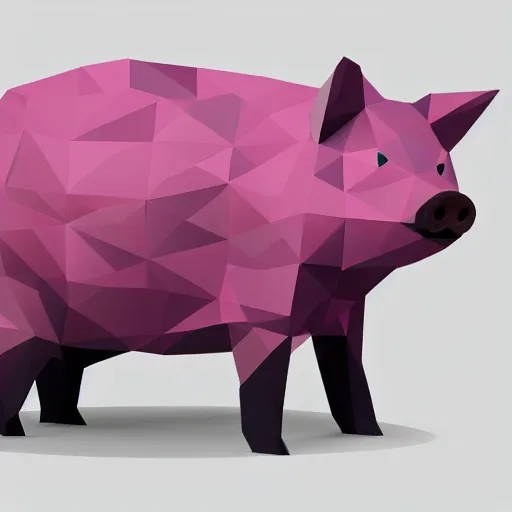 Prompt: low poly pig, isometric view, blank background