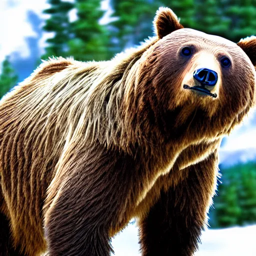 Image similar to cybernetically!!!! enhanced!!!! grizzly bear, photo, detailed, 4k