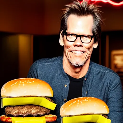 Image similar to kevin bacon's face between two loafs of a cheeseburger