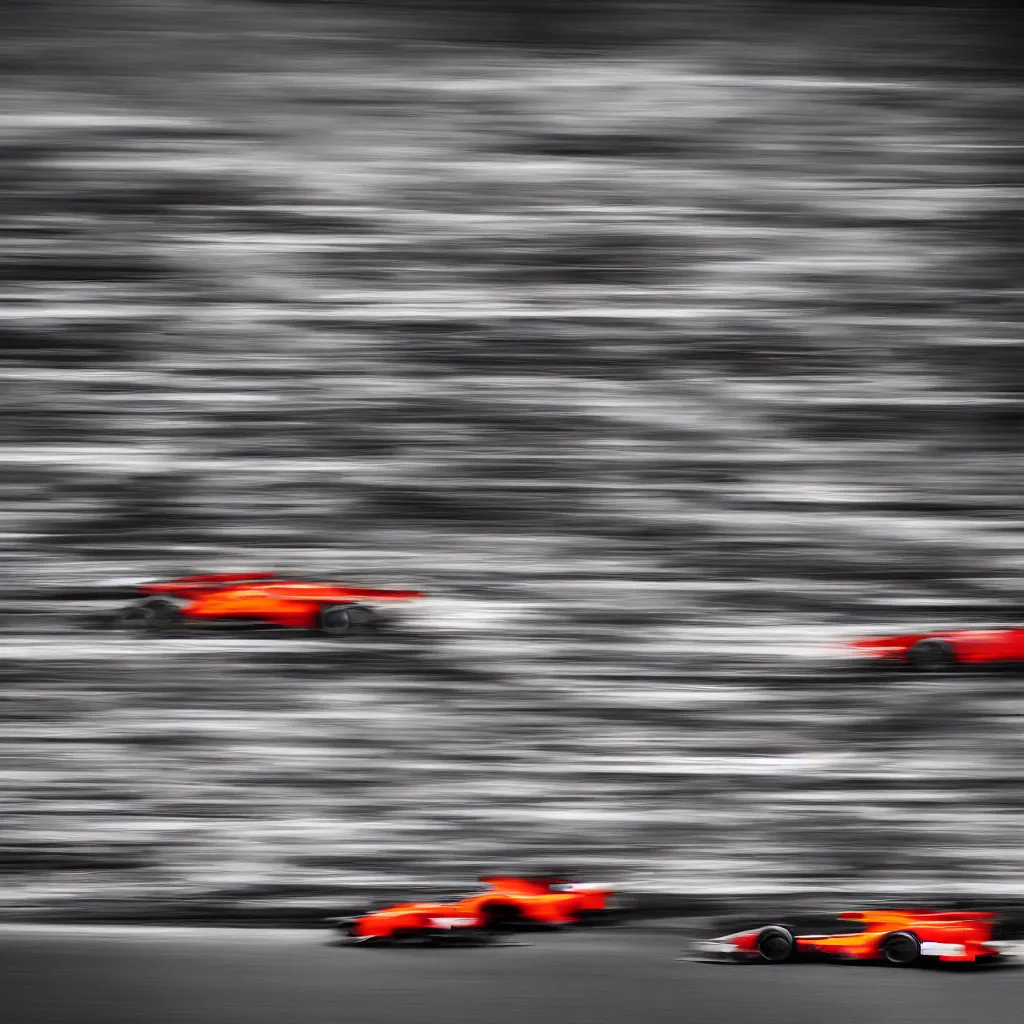 Image similar to racing cars in long exposure photographed by andreas gursky, sony a 7 r 3, f 1 1, ultra detailed,